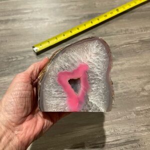 Pink and Gray Agate Geode Home Accent